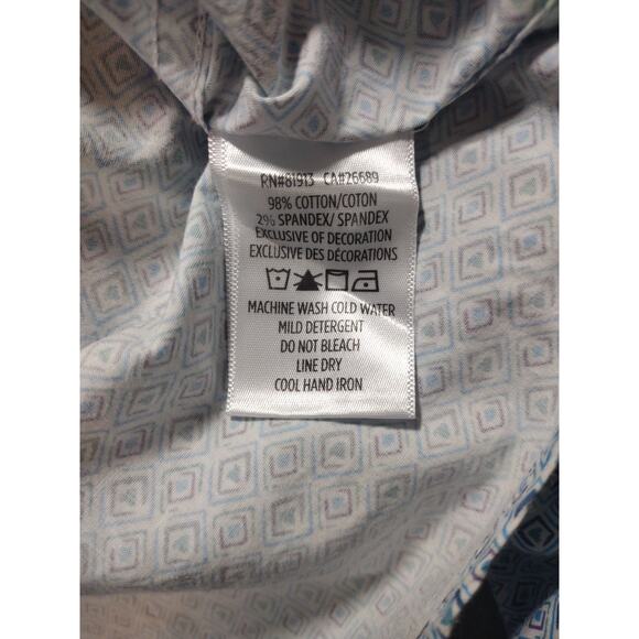Robert Graham Shirt Men's Sz L Blue White Geometric Flip Cuff Button Long Sleeve - Picture 6 of 10